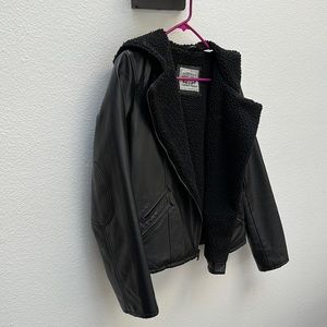 Levi’s Hoodie Black Faux Leather Jacket S